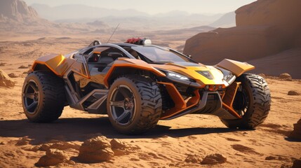 Fototapeta na wymiar Futuristic Desert Pioneers Roaming Free in Style: Luxury Off-Road Buggy Cars