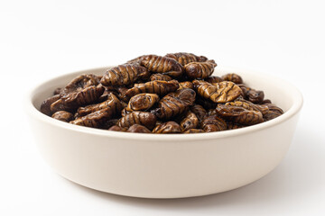 stewed pupa on a white background