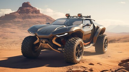 Fototapeta na wymiar Desert Exploration at Its Best: Hi-Tech Off-Roading Triumph