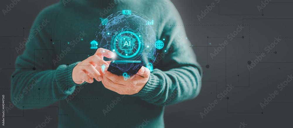 Poster business technology internet with application and digital marketing, financial and banking, link tec