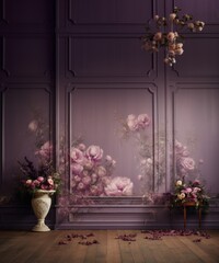 'Enchanting Elegance: A Hand-painted Rose Haven Illuminated by Side Light'