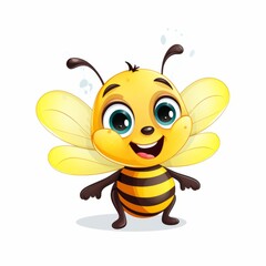Buzzy Cutie: Adorable Bee Clip Art on a Clean White Canvas