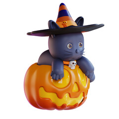 3d illustration of cat and pumpkin