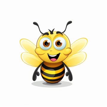 Buzzy the Adorable Bee: A Cartoon Clip Art with a Whimsical White Background