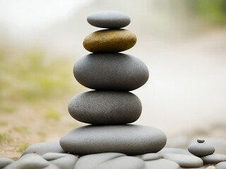 Fototapeta na wymiar Closeup stone balancing