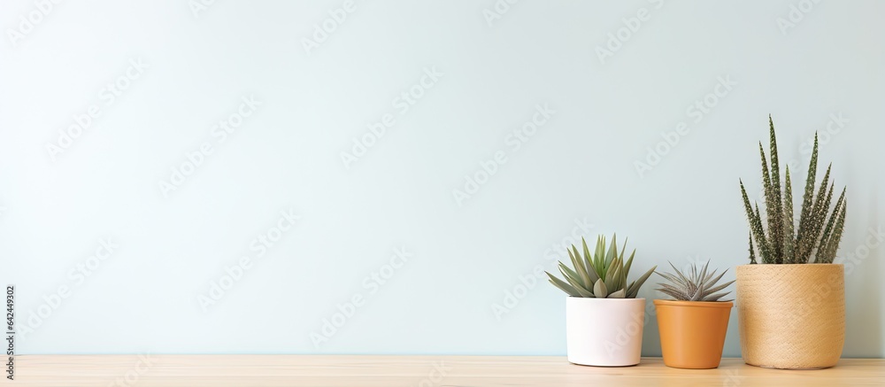 Aufkleber cactus and bamboo reside on a desk near a computer at home