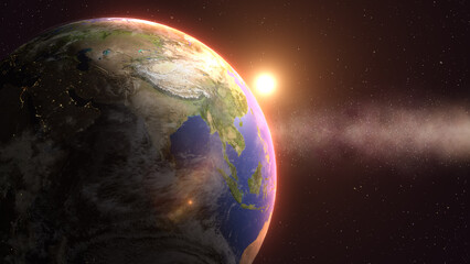 Planet Earth in galaxy space