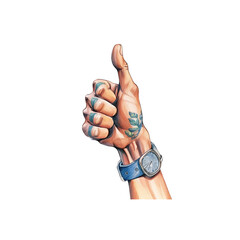 hand like, made of watercolor, gouache ink, white background, isolated, generative ai