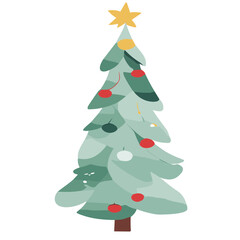 Cute Christmas Tree Vector: Adorable and Festive Holiday Illustration for Greeting Cards, Decorations, and More