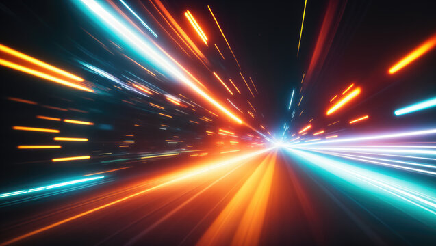 Tunnel Rush Stock Photo - Download Image Now - Yellow, Neon Lighting, Tunnel  - iStock