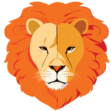 Lion Cartoon Vector Illustration Isolated on White Background
