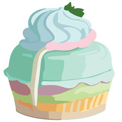 Adorable and Delectable: Whimsical Cupcake Illustration in Sweet Pastels and Charming Designs for Creative Projects and Decor