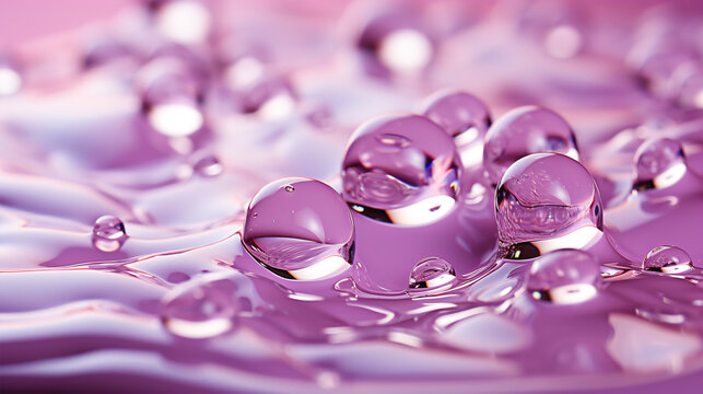 A serene aquatic scene with bubbles in the background. Serum gel against a regal purple backdrop.