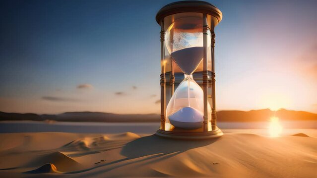A sand clock on a sandy beach