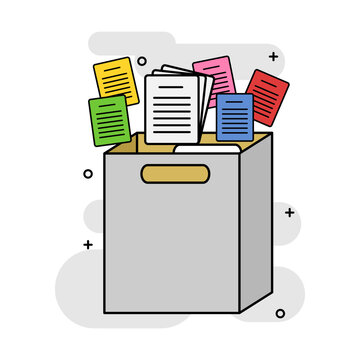 549 - vector design of a box filled with important files in sheet form and color
