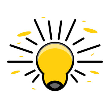 vector design of a shining yellow light bulb as a symbol of the arrival of a good idea
