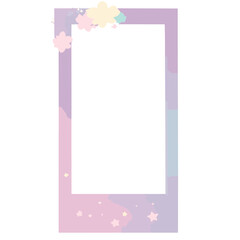 Floral Frame for Photo with Pink Flowers and Green Leaves