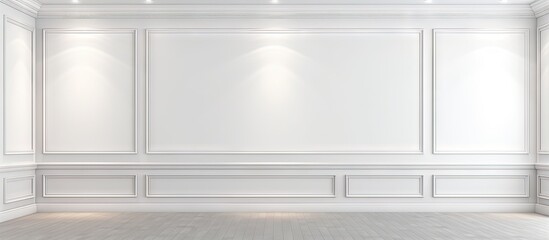 Fototapeta premium Bright and modern illustration of a spacious luxury interior with a blank wall