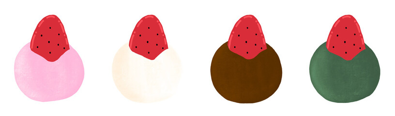 Daifuku Mochi Set Collection Cartoon illustration
