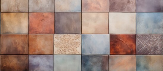 Decorative rustic wall tiles in multicolour for interior home design featuring a heavily mixed wall art decor for home including elements such as wallpaper linoleum textile and background