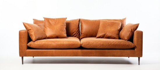 Contemporary suede couch isolated on white