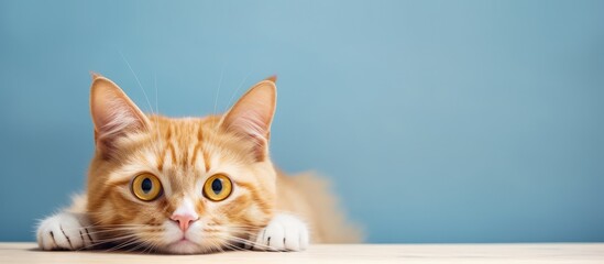 Chill adorable orange cat staring at the camera - obrazy, fototapety, plakaty