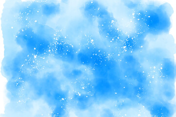 ブルーのにじみ背景に白い水飛沫のような水彩風背景素材