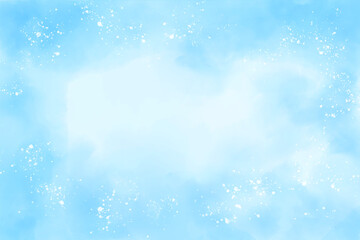 明るいブルー背景に水飛沫のイメージの水彩風背景素材