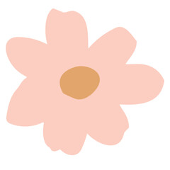 Obraz premium Floral Vector Illustration with Pink Flower and Leaves on White Background