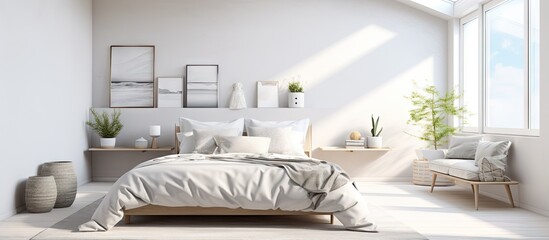 a contemporary Scandinavian style bedroom in white