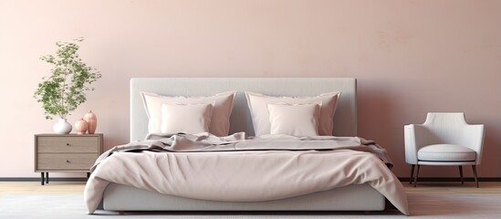 Fototapeta na wymiar a bed in a bedroom setting