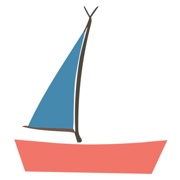 Sailing boat on the ocean under a sunny sky, featuring a white sail and mast, representing nautical travel and yachting in summer