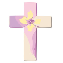 Blessed Union Wedding Flower with Cross  Religious Floral Illustration for Nuptial Celebrations
