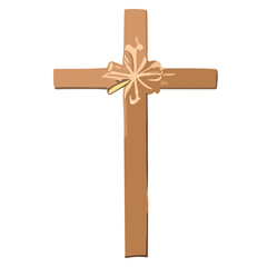 Blessed Union Wedding Flower with Cross  Religious Floral Illustration for Nuptial Celebrations