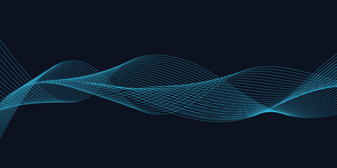 Abstract vector background with blue wavy lines. Blue wave background. Blue lines vector illustration. Curved wave. Abstract wave element for design.