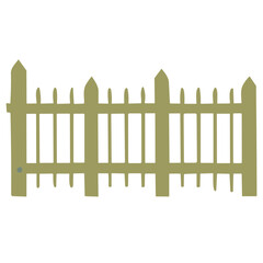 Isolated Wooden Fence with Brown Planks and Grass Background - Vector Illustration for Garden Design and Nature Protection