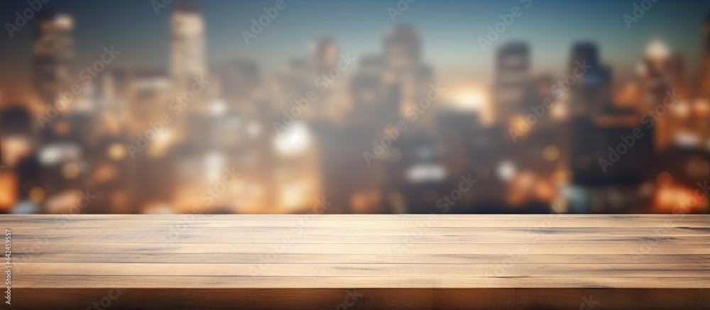 Wall mural blurry background of a tabletop for product display or design visual