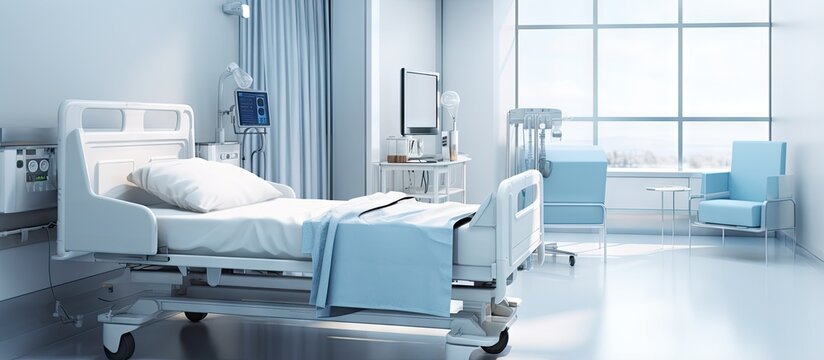 ed illustration of the interior of a hospital room with a bed