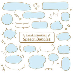 Fototapeta premium シンプルな手描きの吹き出しのベクターイラストセット