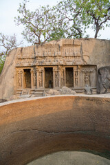 Mahishamardini Rock Cut Mandapa built by Pallavas is UNESCO World Heritage Site located at Great South Indian architecture, Tamil Nadu, Mamallapuram or Mahabalipuram