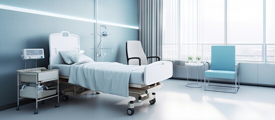 ed illustration of the interior of a hospital room with a bed