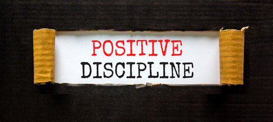 Positive discipline symbol. Concept words Positive discipline on beautiful white paper. Beautiful black paper background. Business psychology positive discipline concept. Copy space.