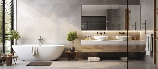 Contemporary elegant bathroom within a contemporary residence