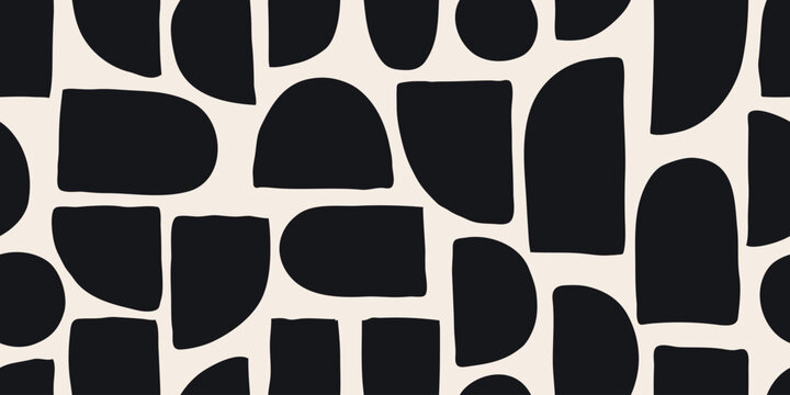 Fototapeta Seamless pattern Of Doodle Creative minimalist Abstract art shape and Hand Drawn doodle Circle. Design elements or background for wall decoration, postcard, poster or brochure