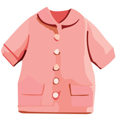 Red T-shirt isolated on white background with various clothing items including jacket, dress, sweater, and polo