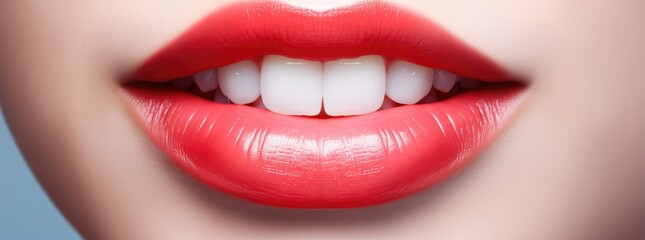 Obraz premium close up of a lips red woman white teeth
