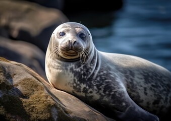 Obraz premium Common seal or Harbor Seal