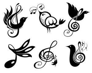Music Icon in trendy flat style isolated on background. Note symbol for tattoo design. Vector illustration