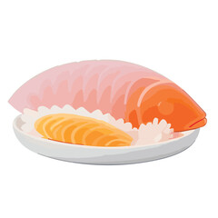 Sushi with salmon, isolated on a white background, presenting a delicious Japanese meal