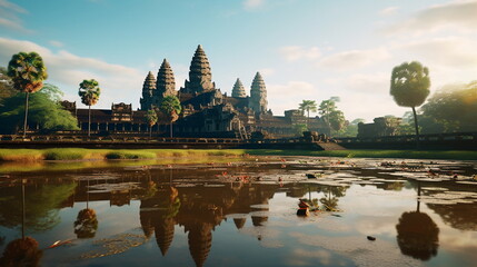 archaeological site country angkor wat - obrazy, fototapety, plakaty
